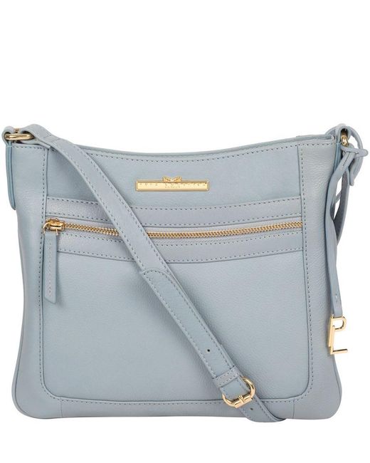 Pure Luxuries Blue 'Lewes' Cashmere Leather Cross Body Bag