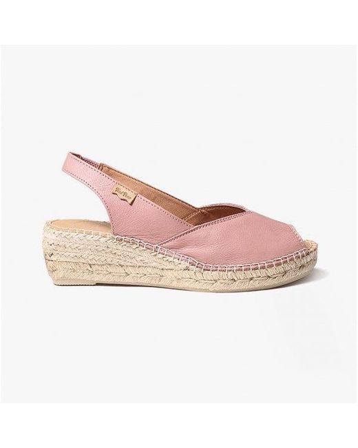 Toni Pons Pink Bernia Ladies Leather Slingback Espadrilles Pale