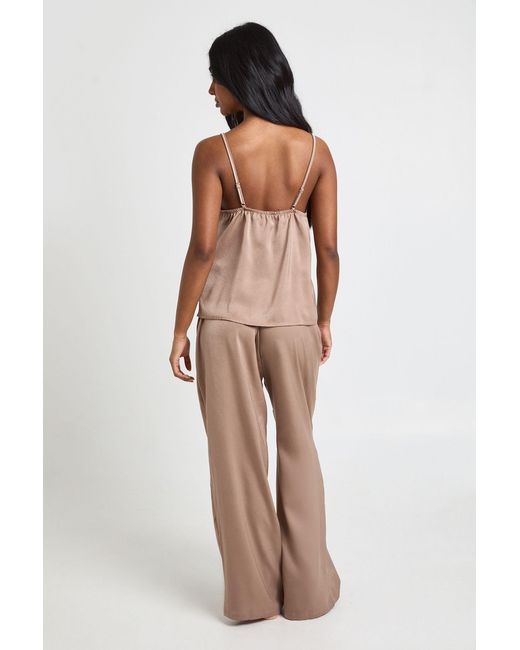 Boohoo Multicolor Satin Cami & Wide Leg Trouser Pyjama Set
