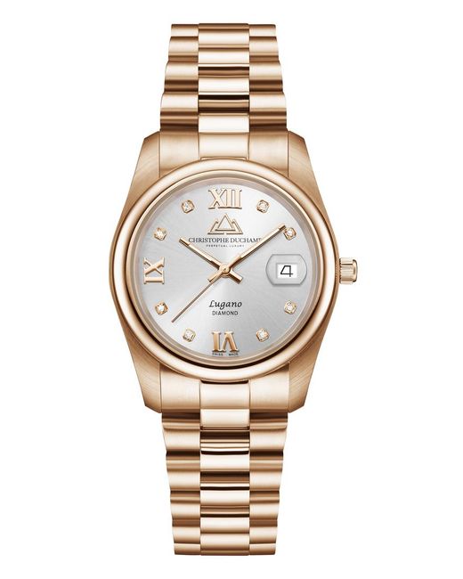 Christophe Duchamp Metallic Lugano Sunray Watch 34Mm