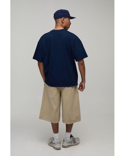 BoohooMAN Blue Riviera Print Oversized T-Shirt for men