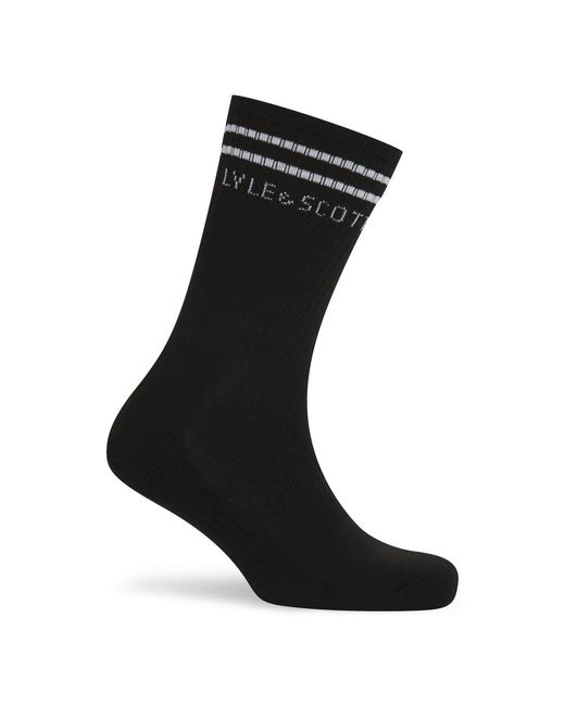 Lyle & Scott Black And 3 Pack Lettering Crew Socks for men
