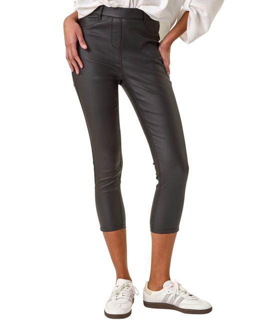 Roman Black Metallic Coated Crop Jeggings