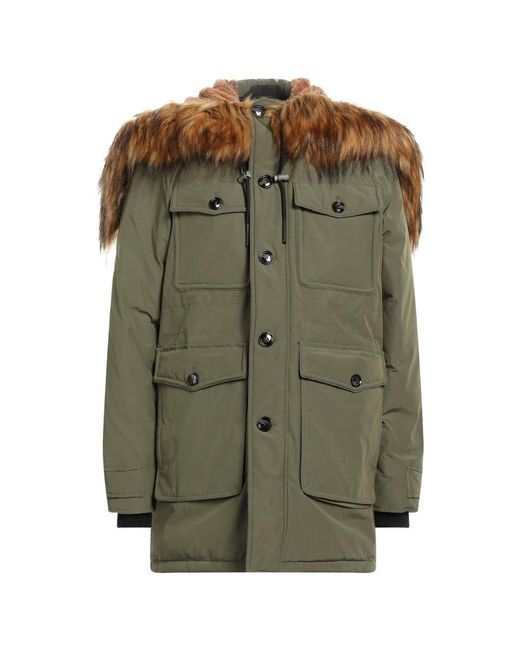 DIESEL Green Hooded Winter Jacket for men