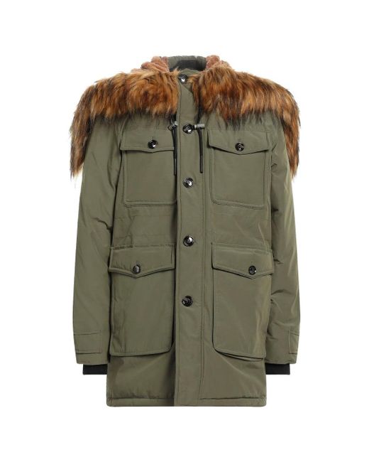 DIESEL Green Hooded Winter Jacket for men