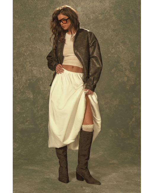 Boohoo Green Burnished Pu Western Cowboy Boots