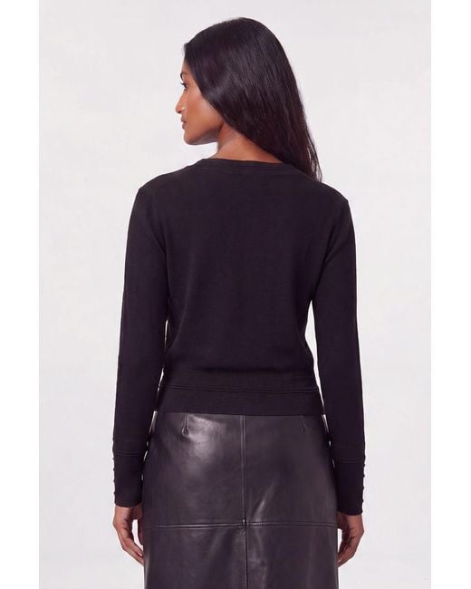Karen Millen Blue Forever Viscose Blend Knitted Stitch Detail V Neck Long Sleeve Jumper