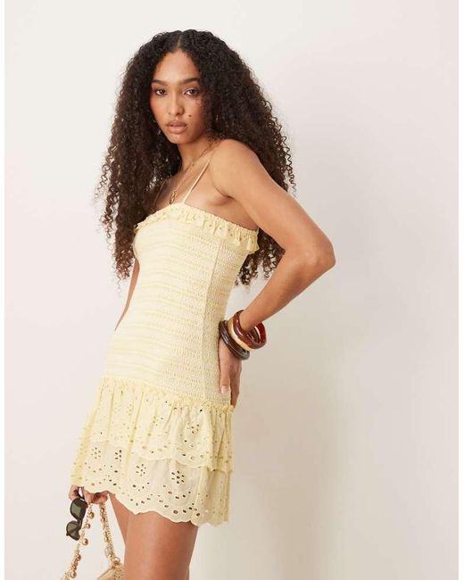 Iisla & Bird Natural Ruched Mini Beach Dress