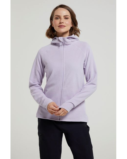 Mountain Warehouse Purple 'Camber' Hooded Fleece Jacket With Pockets Full Zip Sweatshirt