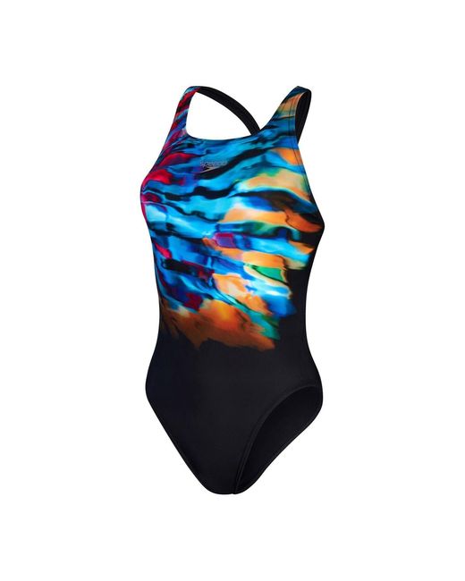 Speedo Blue Placement Digital Marble Swimsuit