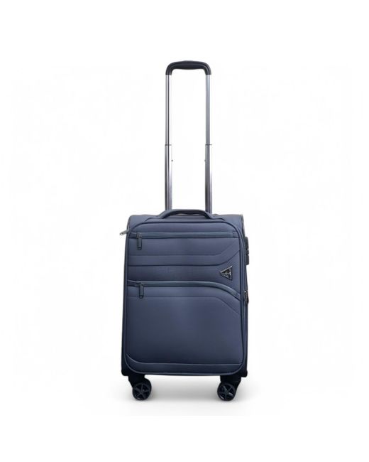 Infinity Leather Blue Soft Shell Cabin 55 X 37 X 20 Cm Nylon Suitcase Luggage Suitable For Easyjet, Ryanair