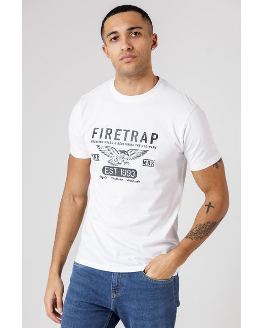 Firetrap Blue Multi 3 Pack Regular Fit Cotton Crew T-Shirts for men
