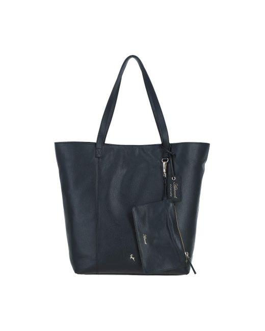 Ashwood Leather Blue 'Serela' Real Shoulder Bag With Detachable Pouch