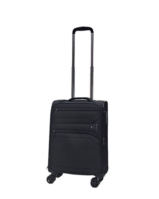 Infinity Leather Blue Lightweight 8 Wheel Luggage Travel Soft Cabin Suitcase