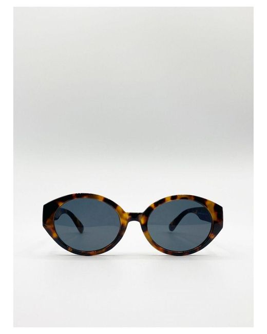 SVNX Blue Retro Plastic Oval Frame Sunglasses