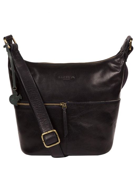 Conkca Black 'Kristin' Leather Shoulder Bag