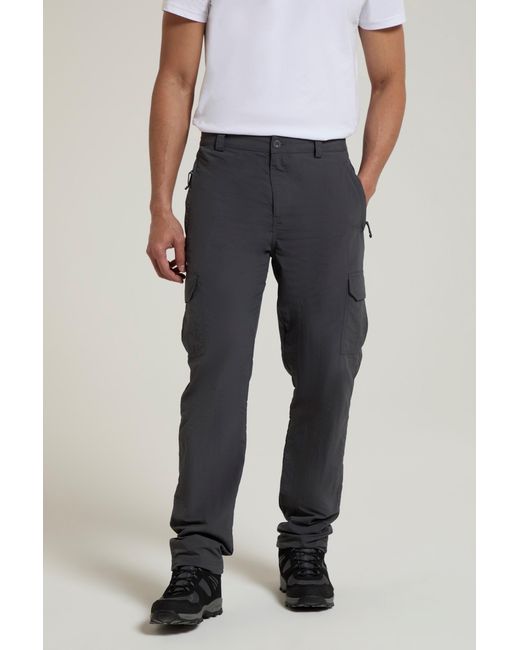 Mountain Warehouse Gray 'Explore' Trousers With Multiple Pockets Hook & Loop Closure Quick Dry Pants Polyamide for men