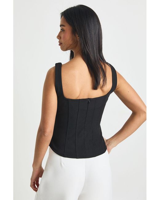 Boohoo Black Petite Structured Crepe Corset Top