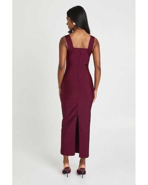 Boohoo Red Premium Bandage Scoop Neck Midaxi Dress