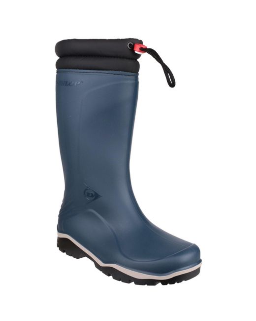 Dunlop Blue Blizzard Warm Fleece Tie Top Wellington Wellie Boots