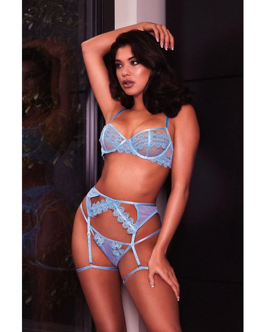 Wolf & Whistle Black Cora Mesh And Trim Balconette Bra