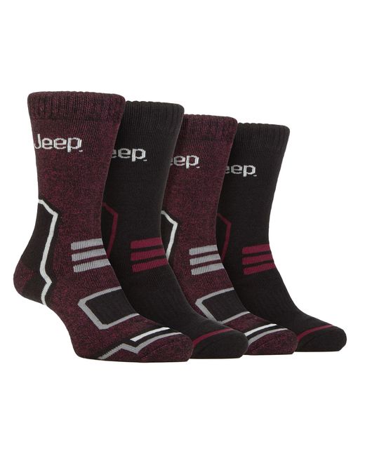 Jeep Brown 4 Pack Warm Thermal Boot Socks For Winter for men
