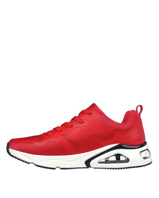 Skechers Red Mesh Print Overlay Low Top Trainers for men