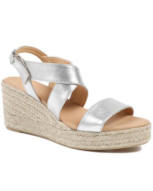 Jones Bootmaker Metallic Romilly Leather Wedge Heeled Espadrilles
