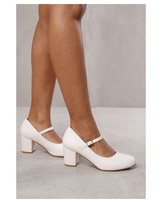 Where's That From White Wheres 'Eben' Block Heel Mary Jane Pumps