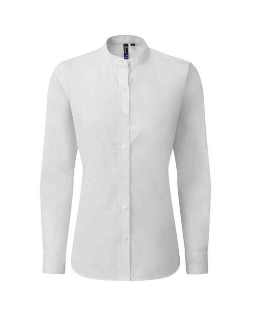 PREMIER White Ladies Banded Grandad Collar Formal Shirt ()