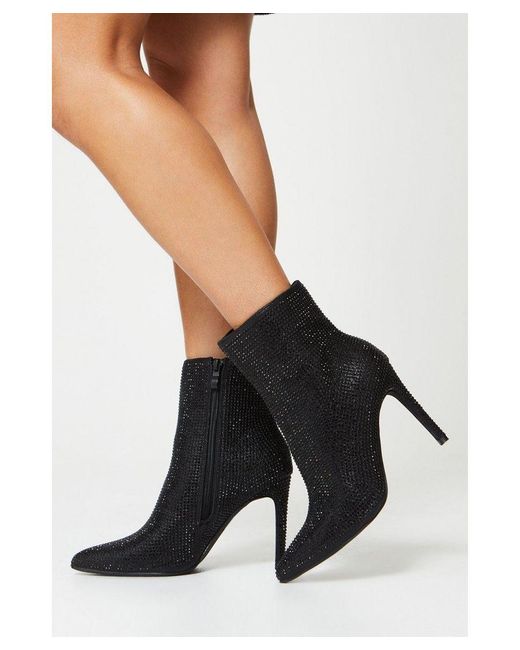 Coast Black Tamia Embellished Pointed Stiletto Ankle Boots