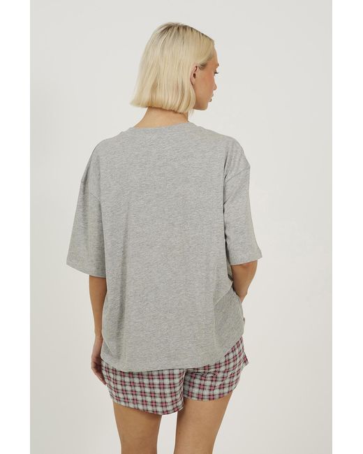 Brave Soul Gray Relaxed Fit Tee And Short Pyjama Set