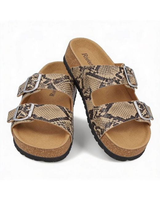 Rieker Brown V6391 Cross Strap Sandals Multi