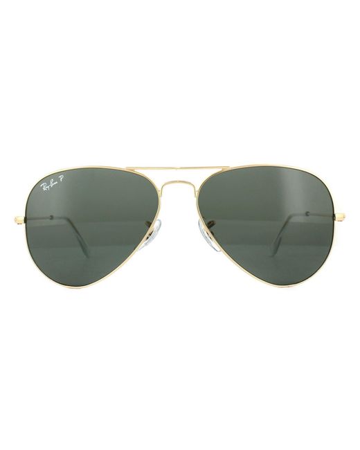 Ray-Ban Green Sunglasses Aviator 3025 Polarized 001/58 62Mm Metal