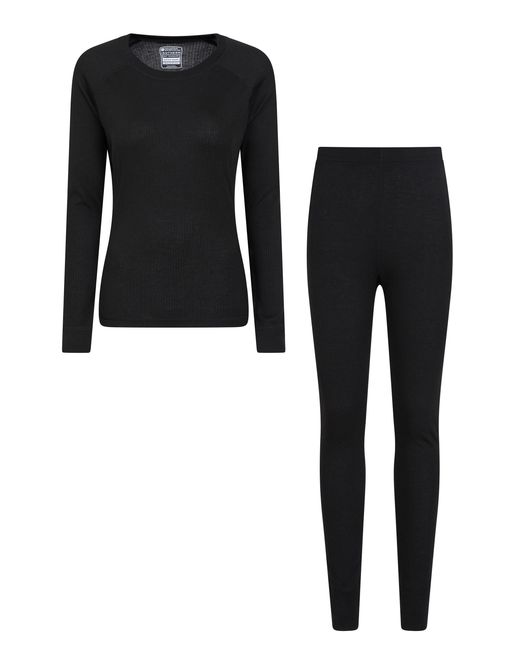Mountain Warehouse Black 'Talus' Thermal Top & Pant Quick Dry Breathable Gym Set