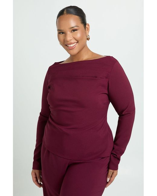 Boohoo Red Plus Pleated Front Woven Top