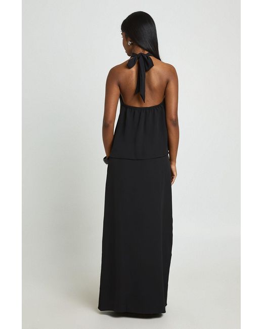 Boohoo Black Funnel Neck Top And Maxi Skirt Co-Ord Set