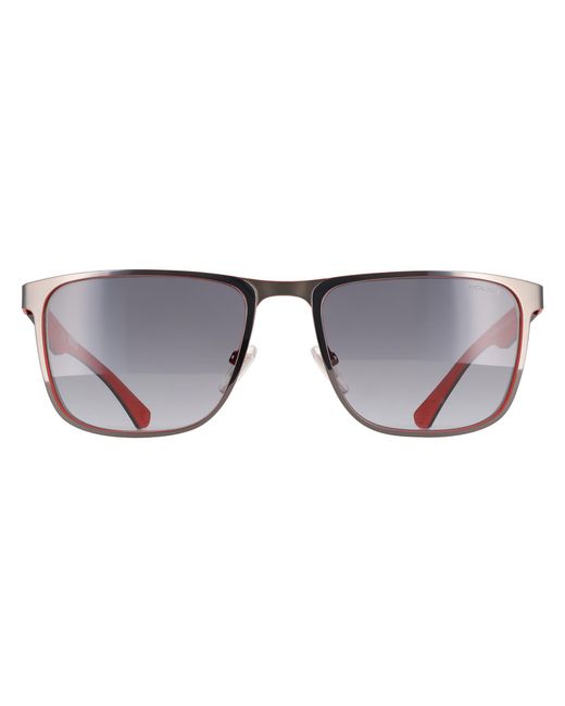 Police Brown Rectangle Shiny Gunmetal With Smoke Gradient Spln25 Carbonfly 8 for men