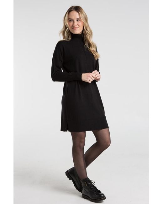 French Connection Black Cosy Roll Neck Knitted Jumper Dress