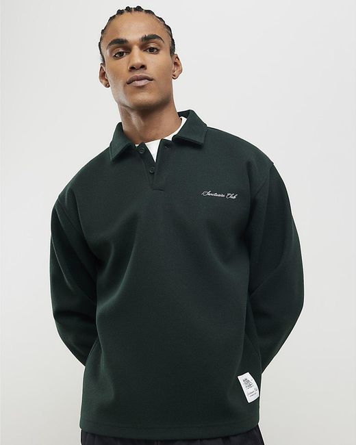 River Island Gray Polo Shirt Oversized Fit Sanctuaire for men