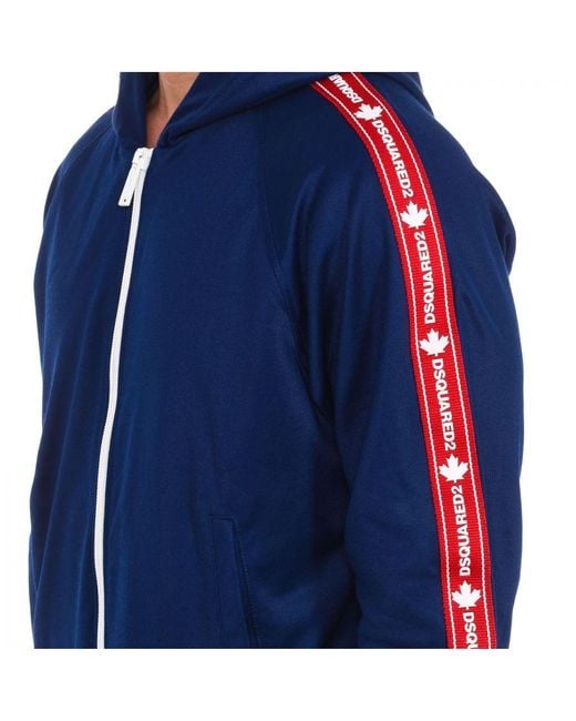 DSquared² Blue Sport Sweatshirt With Zipper And Hood S74Hg0103-S23686 for men