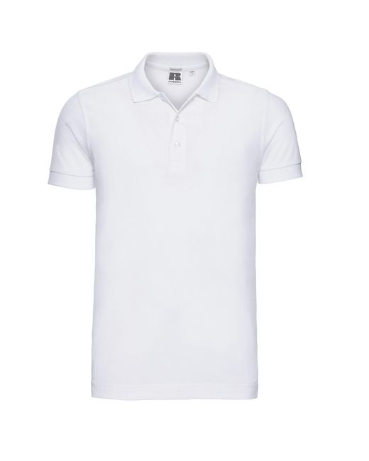 Russell White Pique Stretch Polo Shirt