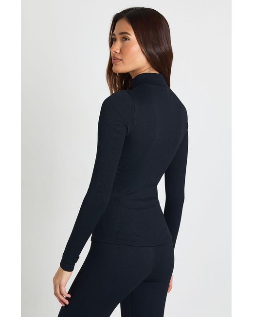 Boohoo Blue Contour Ribbed Zip Through Active Jacket