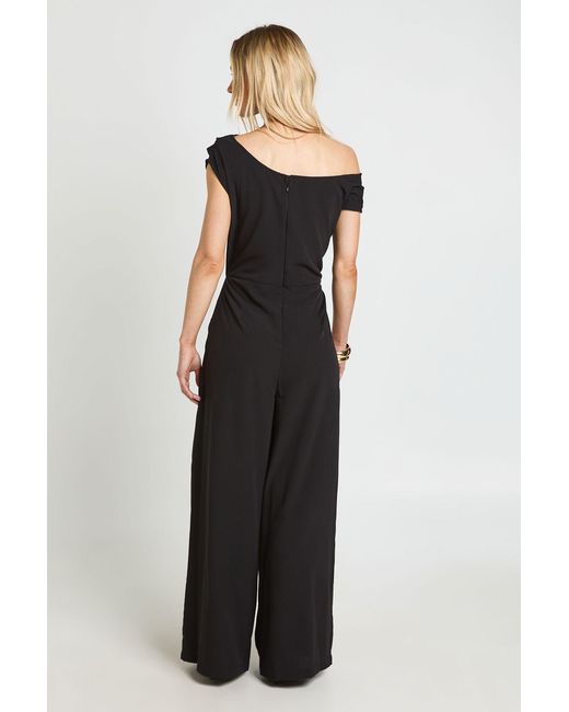Boohoo Black Petite Asymmetric Wide Leg Jumpsuit