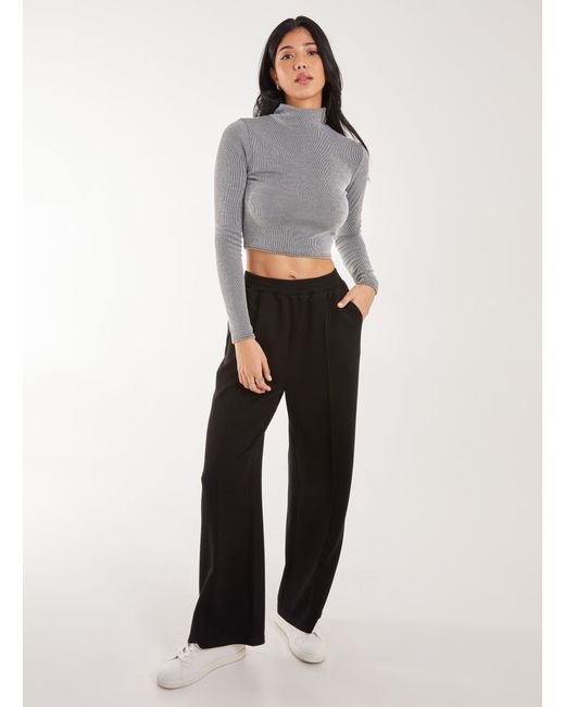 Pink Vanilla White High Neck Rib Top