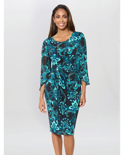 Gina Bacconi Blue Zelda Draped Jersey Dress