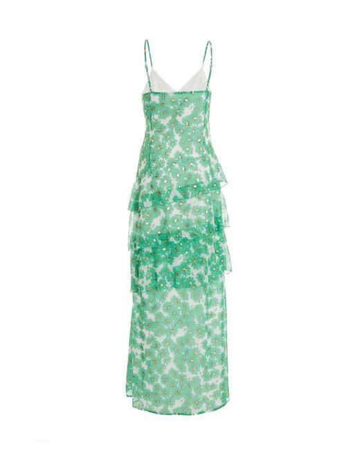 Quiz Green Chiffon Floral Tiered Maxi Dress