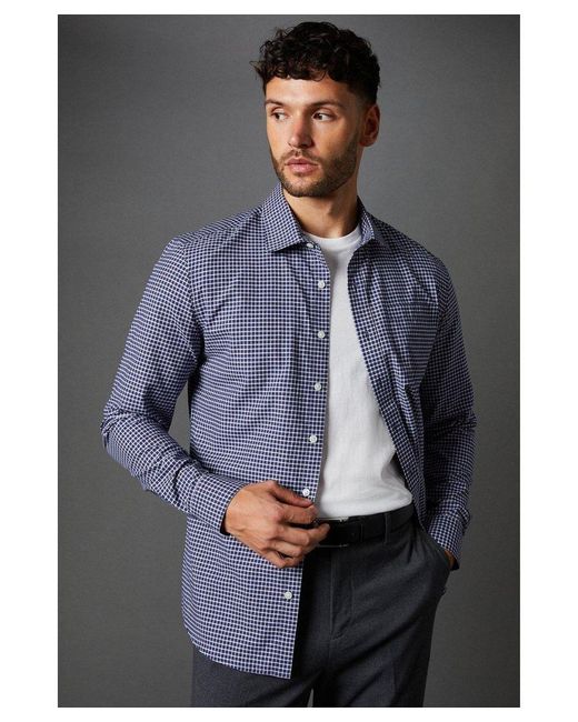 Burton Gray Small Grid Check Long Sleeve Shirt for men