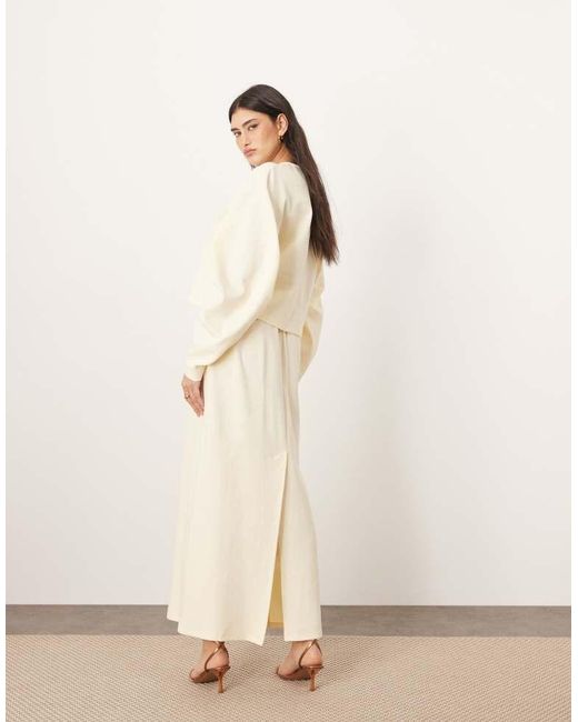 ARRANGE Natural Premium Heavy Weight Textured Jersey Column Maxi Skirt Co-Ord