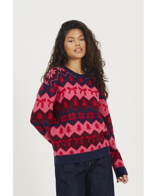 Brave Soul Red Fairisle Christmas Jumper